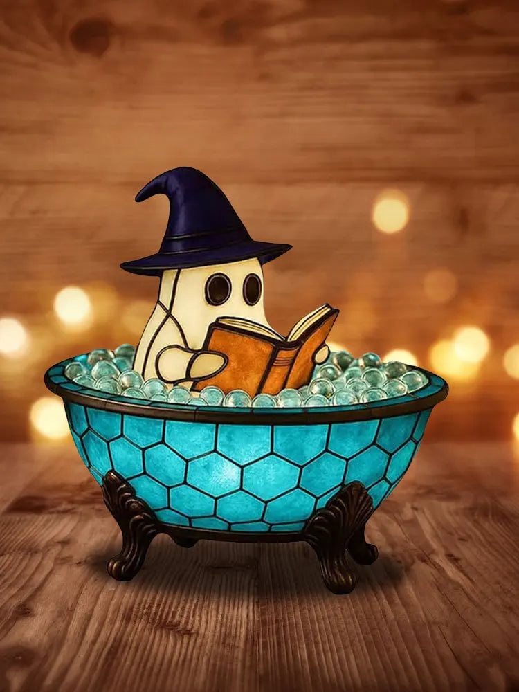 Light up your nights with a friendly fright! The Whimsical Ghost Bath Lamp.