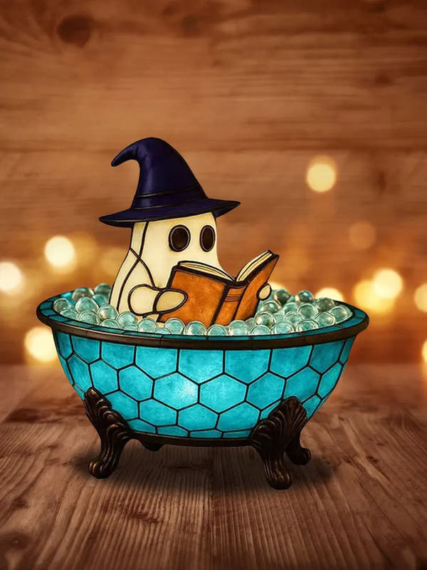 Light up your nights with a friendly fright! The Whimsical Ghost Bath Lamp.
