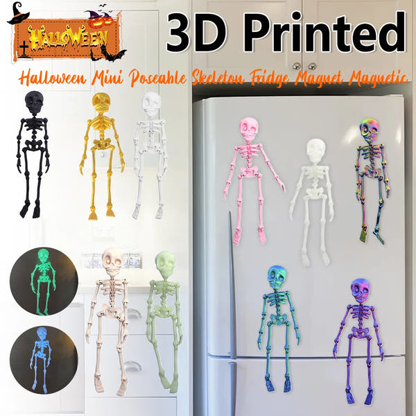 Whimsical Poseable Skeleton Magnet
