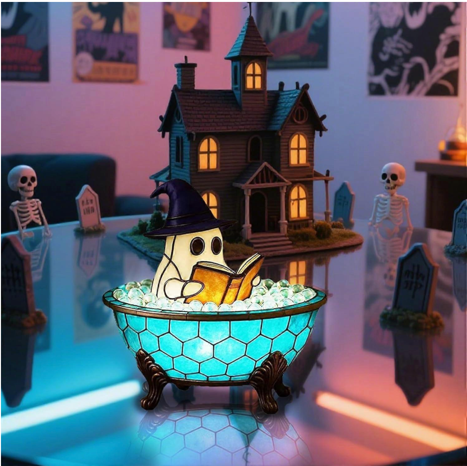 Light up your nights with a friendly fright! The Whimsical Ghost Bath Lamp.